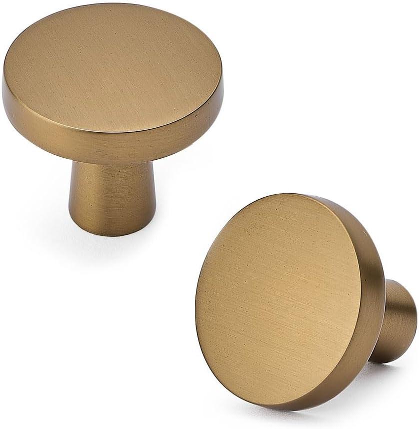HARPOON Cabinet Knobs,Vintage Round Knob,Modern Pull Drawer Handle Wardrobe,Kitchen Bar Cabinet Hardware 6 Pack,1.26 inch(32mm) Knob Champagne Bronze