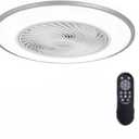 20'' Ceiling Fans with Lights, Low Profile Ceiling Fan with Light and Remote, Flush Mount Ceiling Fan with 6-Speed Reversible for Bedroom Living Room Kitchen (White+Silver)