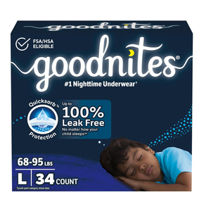 Goodnites Boys' Nighttime Bedwetting Underwear, Size Large (6895 lbs), 34 Ct (2 Packs of 17)