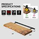 24 Inch Live Edge Floating Shelves for Wall Set of 2, Solid Finnish Spruce Natural Wood Floating Shelves, Thick Rustic Edge Shelves for Bathroom, Kitchen, Living Room Decor, Brown Finish, Live Edge, 24"L, 2Packs