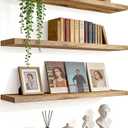 Light Wood Floating Shelves For Wall Shelves For Bedroom, 24 Inch Set Of 4