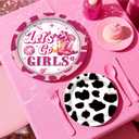 Cowgirl Birthday Party Decorations Pink Western Girl Banner Cake Decorations Disco Cowgirl Plates and Napkins Set for Rodeo Hot Pink Let's Go Girls Party Supplies