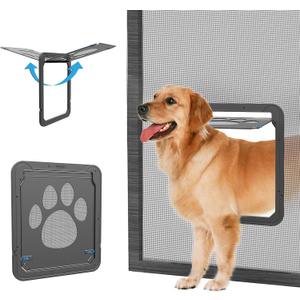 NAMSAN Dog Screen Door, Flap Opening 12 x 14 inches, Dog Door for Screen Door, Magnetic Self-Closing Large Pet Door for Sliding Door, Screen Door with Doggie Door Built in, Lockable, Black