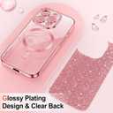 Hython for iPhone 16 Pro Case Glitter, Compatible with MagSafe Love Heart Magnetic Clear Phone Cases for Women Girls, Full Camera Protection Sparkle Shockproof Protective Cover, Shiny Pink