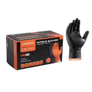 10mil Nitrile-Gloves Disposable-Black Chemical-Resistant Rubber - Mechanic Gloves Heavy Duty, Latex Free, Diamond Grip (100, Large)