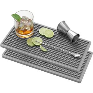 2PCS11.8 * 5.9in Gray Bar Mat, Prevent Cups and Glasses from Sliding and Protect The Surface of The Table from Being Easily Damaged, Suitable for Bars, Home Bars and Coffee Bars (6" x 12")