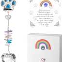 Dog Memorial Gifts for Loss of Dogs, Crystal Suncatcher & Bracelet Remenbrance Gift, Paw Print Sun Catcher Crystals Prisms Hanging Garden Decorations, Pet Sympathy Cat Bereavement Gifts (Blue)