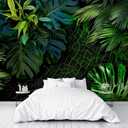 Bormia Green Monstera Wall Mural Tropical Plant Banana Leaves Mural Wallpaper Seamless Palm Leaf Wall Decals for Living Room Bedroom Motif Shop 151"x105"(Not Self-Adhesive)