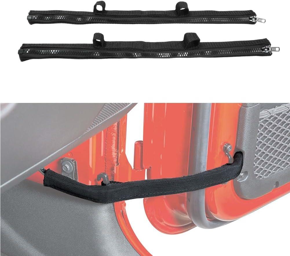 HY-SPEED 2PCS Front Door Limiting Straps Compatible with 2007 2008 2009 2010 2011 2012 2013 2014 2015 2016 2017 2018 Wrangler JK JKU, Door Check Limiter, with Wire Protecting Harness, Black