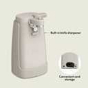 bella Electric Can Opener and Knife Sharpener, Removable Cutting Lever, Cord Storage, Stainless Steel Blade, Oatmilk