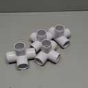 QWORK 1-1/2" PVC Fitting Elbow, 10 Pack 4 Way Furniture Grade PVC Fitting Connector, for Building Furniture and PVC Structures, White