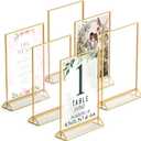 Gold Picture Frames Double-Sided, 6-Pack 5x7 Acrylic Table Number Holders, Clear Easel Stands for Signs, Gold Frames for Wedding Table Numbers, Menu Holders, and Photo Displays for Events and Décor