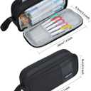 YOKUMA Pencil Case for Adults Aesthetic Pen Bag for Teen College Zipper Pouch Office Supplies Stationery Organizer Small Tool Bag (Black TW)