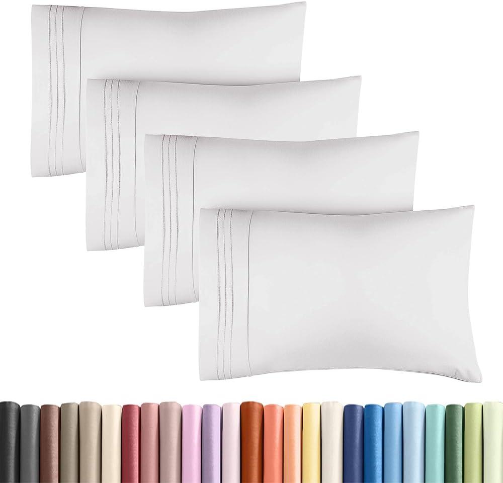 Standard Pillow Cases Set of 4 - Ultra Soft Hotel Quality Pillowcase Covers - Comfy Bedding for Women, Men, Kids & Teens - Machine Washable Pillow Protectors - 4 Piece Set - Standard Size French Grey