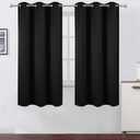 LEMOMO Blackout Curtains 42 x 63 inch/Black Curtains Set of 2 Panels/Thermal Insulated Room Darkening Bedroom Curtains