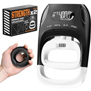 Grip Strength Tester & Trainer 2-in-1 Combo Set-Digital Hand Dynamometer with LCD Display, Max 400lb/180kg Capacity, Resistance Ring with Ergonomic Design for Sports, Gym, Home & Rehab