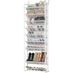 10 Tier Shoe Rack Hanging Shoe Storage the Door Shoe Rack for Closet Pantry Over The Door Shoe Organizer Wall Floating Shelves (Matte White)