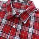 JOGAL Mens Plaid Button Down Shirts Mens Short Sleeve Western Shirts Two Pocket Regular Fit Mens Button Up Casual Shirts (Red, XXL)