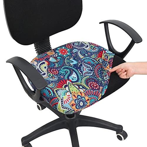 Smiry Printed Office Computer Chair Seat Covers, Stretch Fit Universal Desk Rotating Chair Cover Washable Removable Seat Cushion Protectors - Blue Green