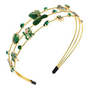 Mokkia St.Patrick's Day Headband for Women - Enamel Green Shamrock Jeweled Rhinestone Headband, Holiday Outfits & Gifts