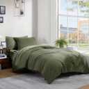 WRENSONGE Twin/Twin XL Comforter Set - 2 Pieces Olive Green Comforter Prewashed Soft Lightweight for All Seasons,Fluffy Down Alternative Twin XL Comforter with 1 Pillow Sham