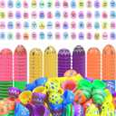 Easter Egg Fillers Easter Reward Tokens, Easter Prizes Stuffers Coins, Family Night Tokens Set of 60 Easter Egg Tokens Reward and 60 Colorful Fillable Easter (Egg -color)