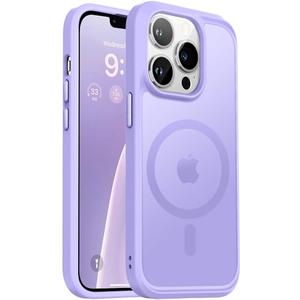 Vooii for iPhone 13 Pro Phone Case,[Compatible with Magsafe] Translucent Matte Shockproof Women Men Girl Protective Case Cover for iPhone 13 Pro (ONLY) 6.1", Light Purple, Pack Of 2