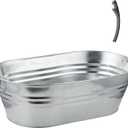 Katai - Galvanized Steel Drinks Bucket - Oval, 5.5 Gallon Rustic Style Drinks Tub, Carry Handles - with Bottle Opener