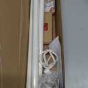 White Curtain Rod 32 to 58 Inches (2.6 to 4.8 ft), USFOOK 7/8 Curtain Rods for Windows, Telescoping Splicing Drapery Rods with Twisted Cage Finials