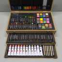 175-Pack Deluxe Wooden Art Set Drawing Painting Kit with 2 Drawing Pads, Acrylic Paints, Colored Pencils, Crayons, Paint Brush, Art Kit in Wooden Case, Gift for Artist, Adults, Teens and Kids