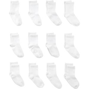 Simple Joys by Carter's baby-boys 12-pack Neutral Sock Low (4-5T, White Crew)