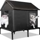 Outdoor Cat House for Feral Cats, Extra Large Insulated Stray Cat Shelter, Weatherproof Elevated Outside Cat and Dog House, Waterproof Cat Tent Pet House for Winter and Summer