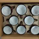 Set of 8 Ceramic Campfire Mugs 15 Oz, Brown Coffee & Tea Cups for Home, Work, Travel, Camping Customizable, Great for DIY, Events, Companies, 8 count