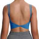 Aoxjox Sports Bras for Women Workout Fitness Ruched Training Baddie Cross Back Yoga Crop Tank (Steel Blue, XX-Small)