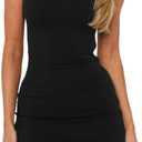 MOLERFO Y2k Dress Boat Neck Mini Dress Bodycon Sleelevess Short Dresses for Women 2024 Large, Black