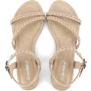 Greatonu Women’s Flat Sandals Slip On Summer Gladiator Open Toe Braided Slingback Shoes 9