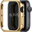 My Pretty Strap Glossy XOXO Apple Watch Bumper Case - Touch-Friendly Open Face Design- No Screen Fogging- Compatible with Series 1-11, SE & Ultra 38/40/41/42/44/45/46/49mm (Gold)