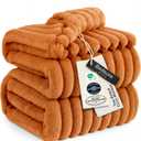 Bedsure GentleSoft Queen Blanket for Bed - Cozy Soft Fall Blankets for Women, Cute Large Fall Throws for Girls, Orange, 90x90 Inches