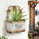 Set of 2 Metal Wall Planters Vintage Hanging Wall Planter Rustic Farmhouse Outdoor Decor Shabby Mount Planters for Fence Garden Patio Porch - Silver
