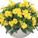 Fake Flowers Artificial Flowers For OutdoorArtificial Plant Artificial Impatiens Bouquet Flowers For Outdoors DecorationSilk Spring Artificial Plants For Outdoors Indoor Decor 2PCSYellow