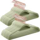 SONGMICS Velvet Hangers, Set of 50 Clothes Hanger with Rose Gold Swivel Hook, Non-Slip, and Space-Saving, 0.2-Inch Thick, 17.1-Inch Long for Coat, Shirt, Dress, Pants, Tie, Lime Green UCRF021GR50