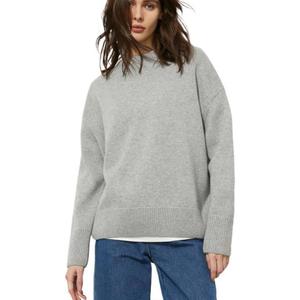 Women's Lightweight Soft Petite Crewneck Lightweight Solid Plain Sweaters Fall Winter Pullover Jumper Tops (Medium, Grey)
