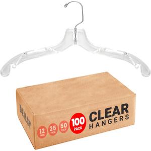 DEILSY Clear Plastic Hangers 100 Pack - Durable Clothes Hanger for Wardrobe Organization, Essential Plastic Hanger for Garments, Versatile Coat Hangers for Home and Retail Use