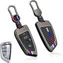 Jaronx Compatible With BMW Key Fob Cover 2'F45/3'G20/5'G30/6'G32/7'G11/8'G14/X1 F48/X3 G01/X4 G02/X5 F15 G05/X6 F15 G06/X7 G07/Z4 G29, For BMW Metal Carbon Fiber Pattern Silicone Key Fob Cover (1 Set)