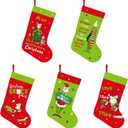 Funny Christmas Stocking, 5 Pack 16 Inch Large Xmas Stockings, Whoville Christmas Decorations, Holiday Party Supplies, Fireplace Mantel Christmas Tree Ornaments, White Elephant Gifts for Women Men (Multicolor)