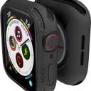 Compatible with Apple Watch Band 44mm Bumper Case, Elkson Quattro Rugged Men Bands for Apple Watch SE2 and iWatch Series 6 5 4 Cover, Sport Military Protective Cases Drop-Proof, Black