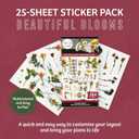 Happy Planner Sticker Pack for Calendars, Journals, and Diaries, Multicoloured Scrapbook Accessories, Beautiful Blooms Theme, 25 Sheets, 264 Total Stickers