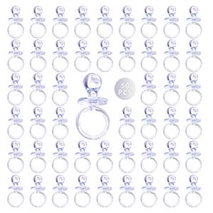 50 Pieces 2.75 Inch Baby Pacifier Baby Shower Plastic Pacifier for Baby Shower Pacifier, Baby Shower Gender Show Party Decoration DIY Baby Shower Birthday Party Gift (Clear)