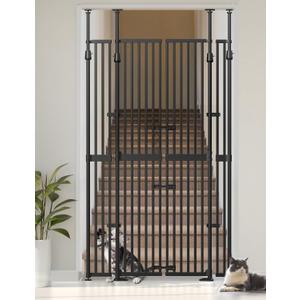 Extra Tall Cate Gate for Doorway: Pressure Mount 74.8"-90.5" Tall Cat Gate for Pets in Extra 30.3"-47.2" Width No Wall Drilling No Toddler for Indoor Stairs Hallway Room Safety Barrier