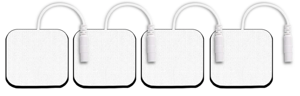 4 PCS Tens Unit Replacement Pads 2X2, Latex Free Electrode Pads Compatible with TENS Machine Use 2mm Pin Connector Lead Wires
